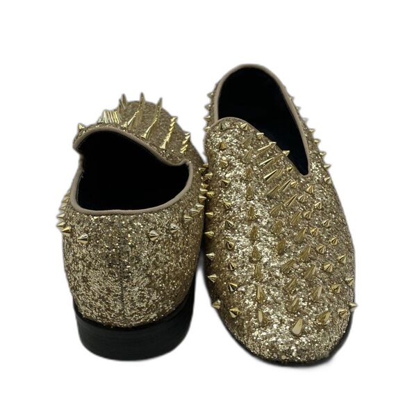 Excellent Men's Alberto Fellini Gold Spiked Glitter Loafers Gold Loafer Size 12 - Picture 4 of 6
